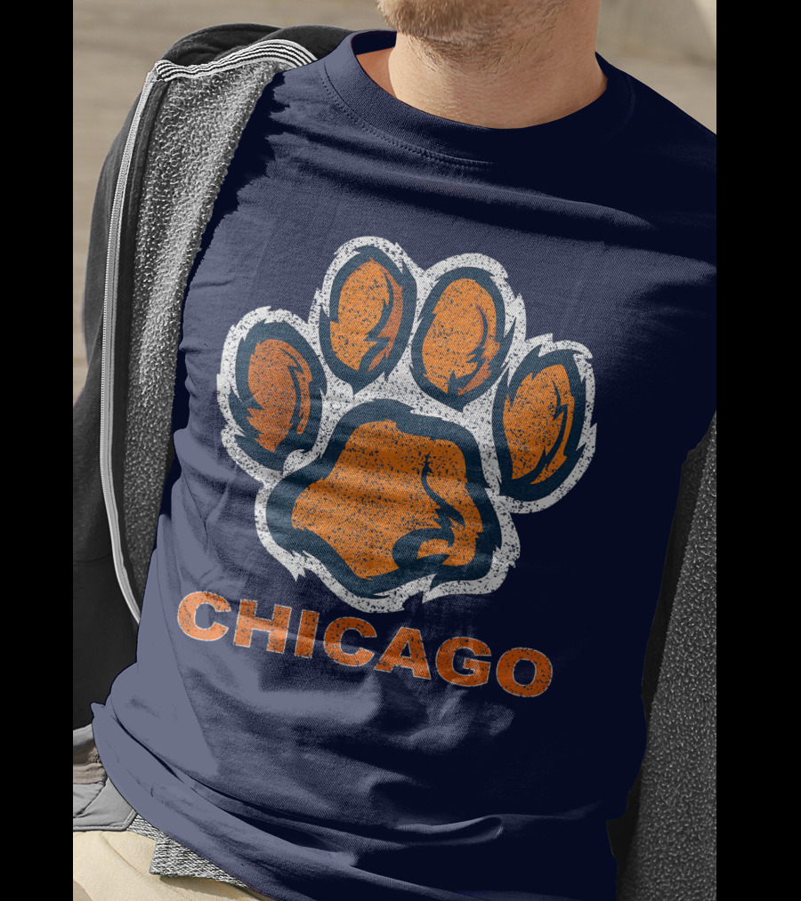 Chicago Bear Paw Orange Vintage Football T-Shirt