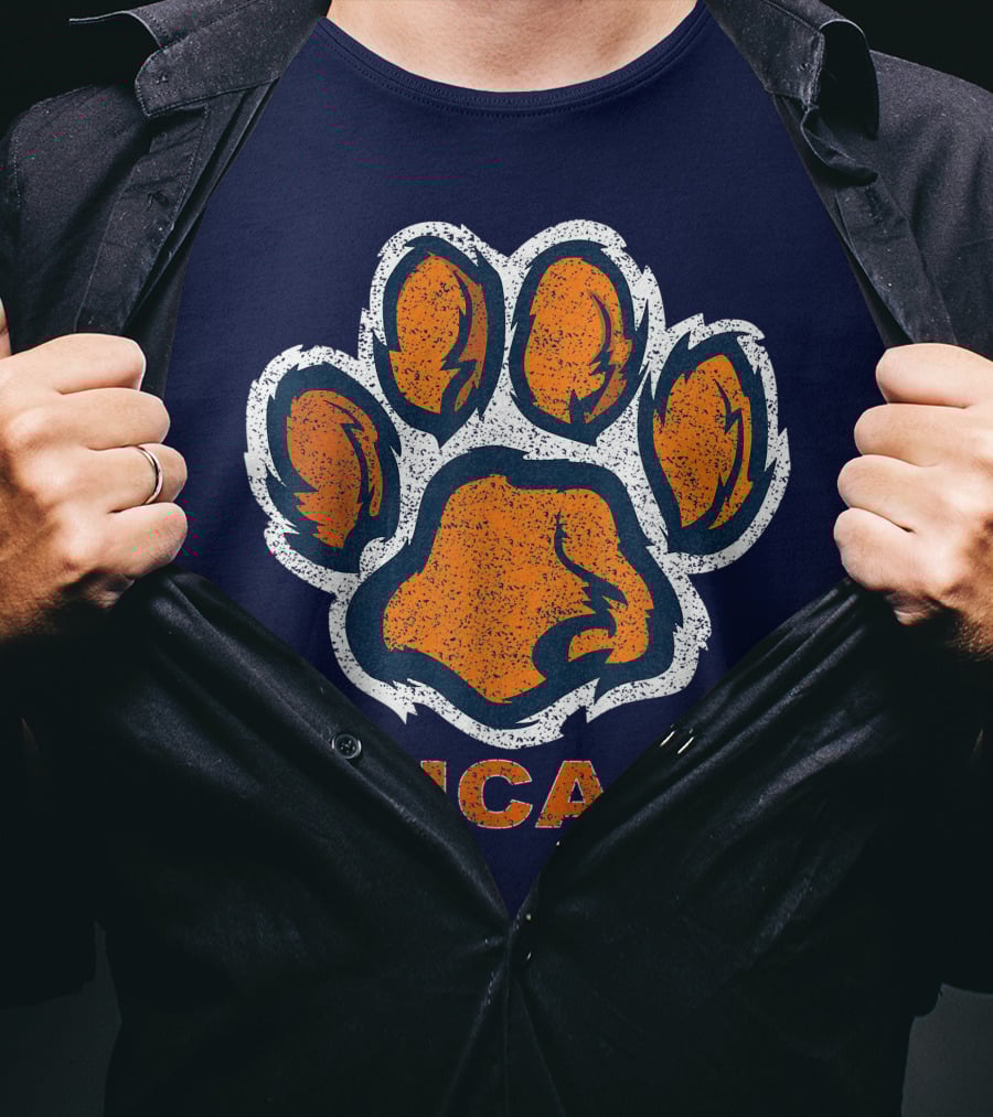 Chicago Bear Paw Orange Vintage Football T-Shirt