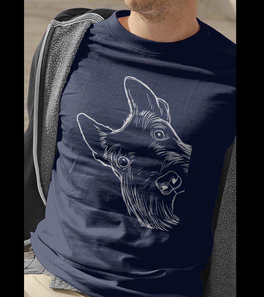 Funny Scottish Terrier Scottie Dog Peeking T-Shirt