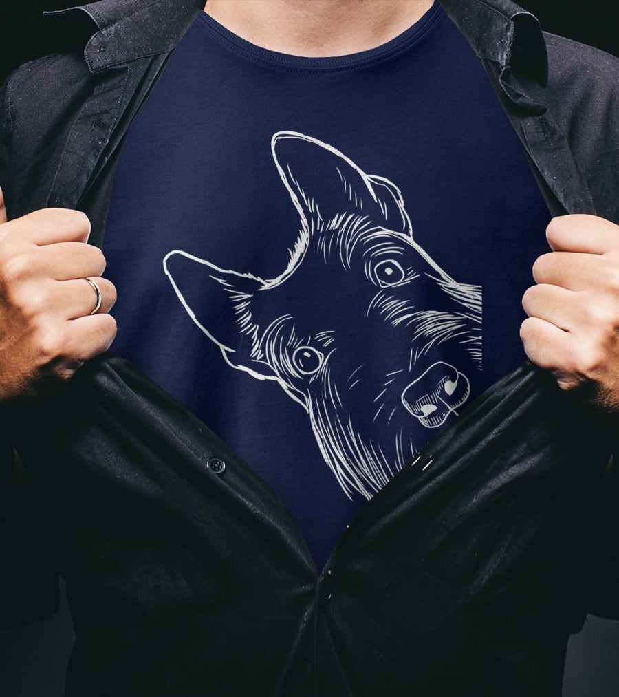 Funny Scottish Terrier Scottie Dog Peeking T-Shirt