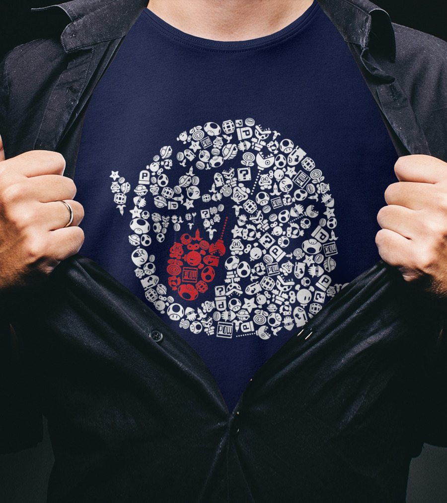 Super Mario Boo Icon With Game Elements T-Shirt