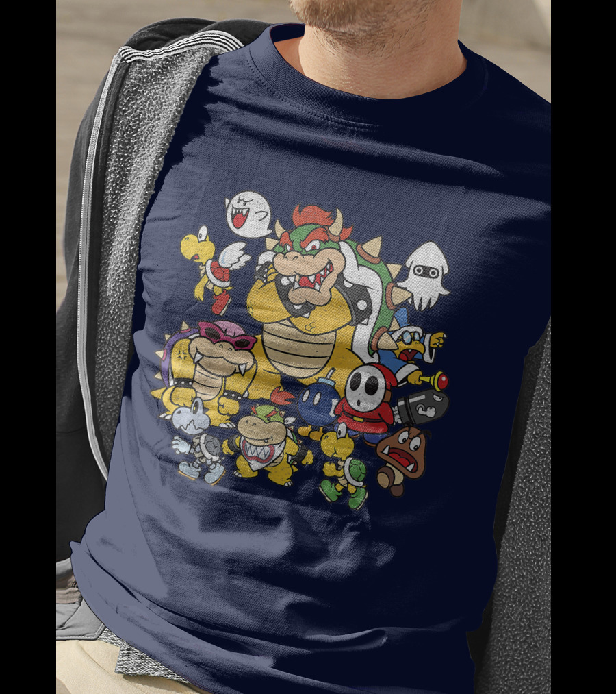 Super Mario Bowser And Classic Enemy Characters Group T-Shirt