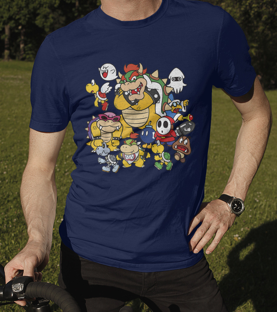 Super Mario Bowser And Classic Enemy Characters Group T-Shirt