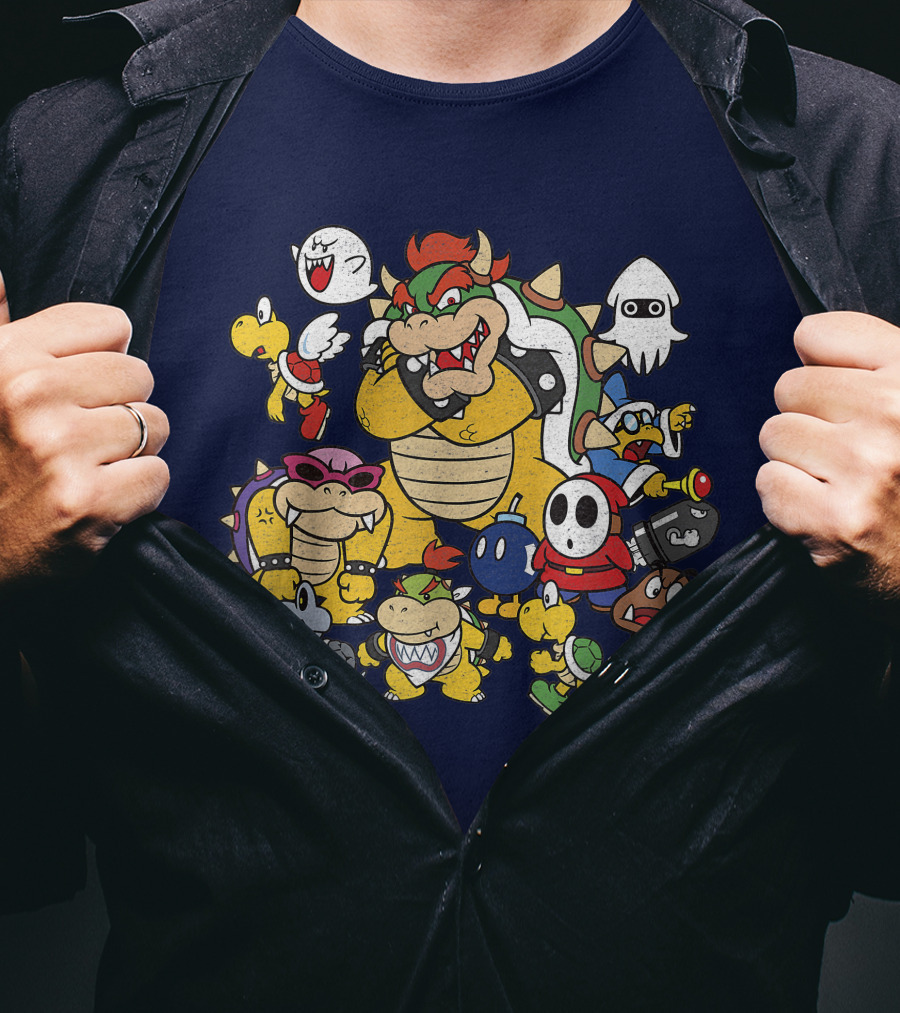 Super Mario Bowser And Classic Enemy Characters Group T-Shirt