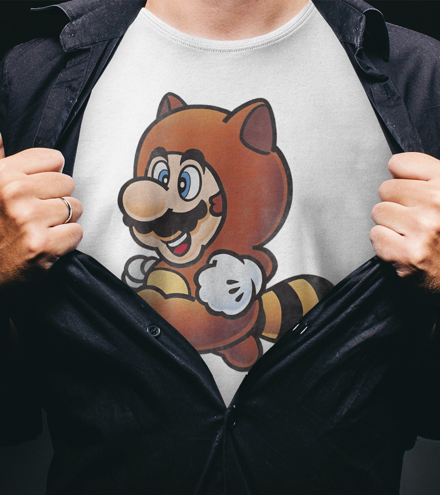 Super Mario Bros Tanooki Mario Power-Up Suit Character T-Shirt