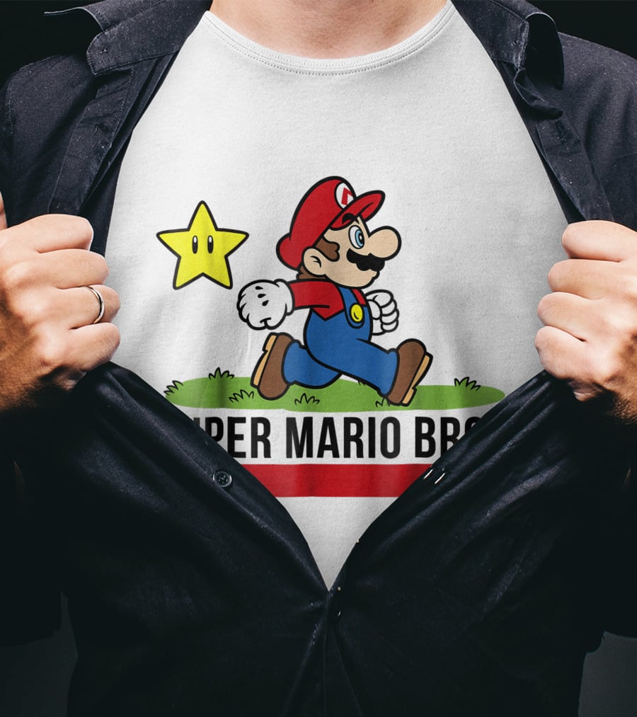 Super Mario Bros Star Walking Fun Iconic T-Shirt