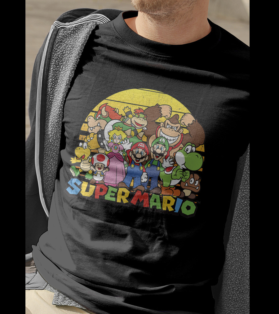 Super Mario Group Characters With Mario, Luigi, Princess Peach, Yoshi, Bowser, And Donkey Kong T-Shirt