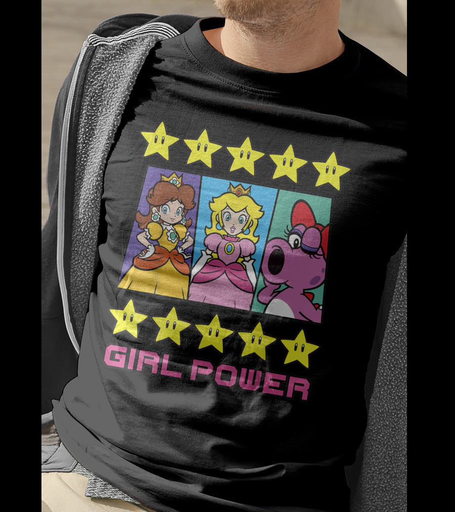 Super Mario Daisy Peach Birdo Girl Power Star Icons T-Shirt