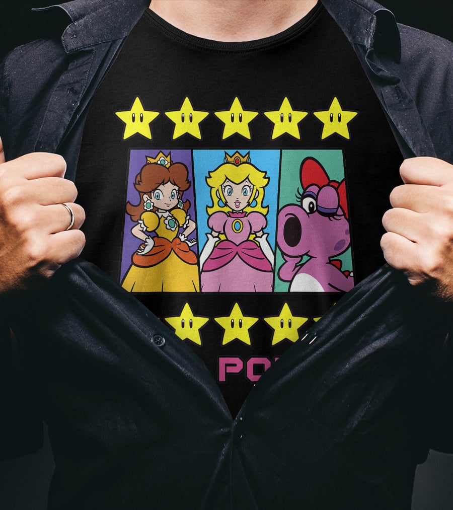 Super Mario Daisy Peach Birdo Girl Power Star Icons T-Shirt