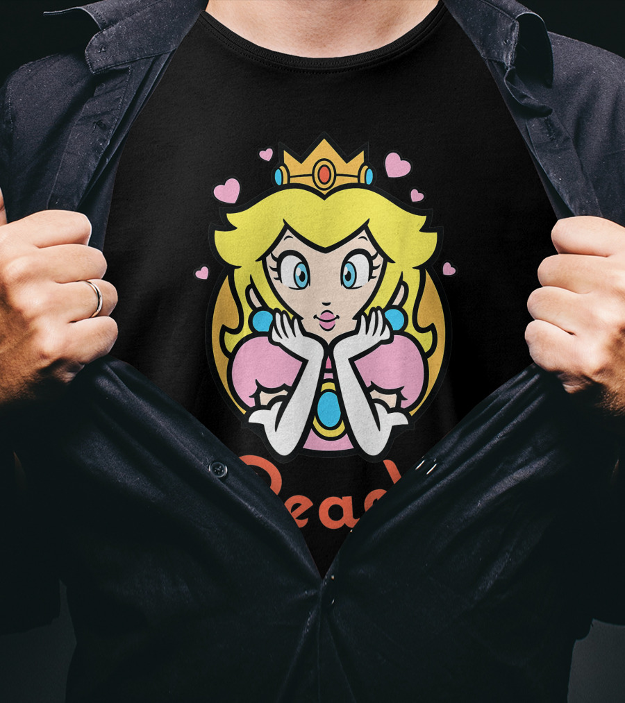 Super Mario Princess Peach With Hearts T-Shirt