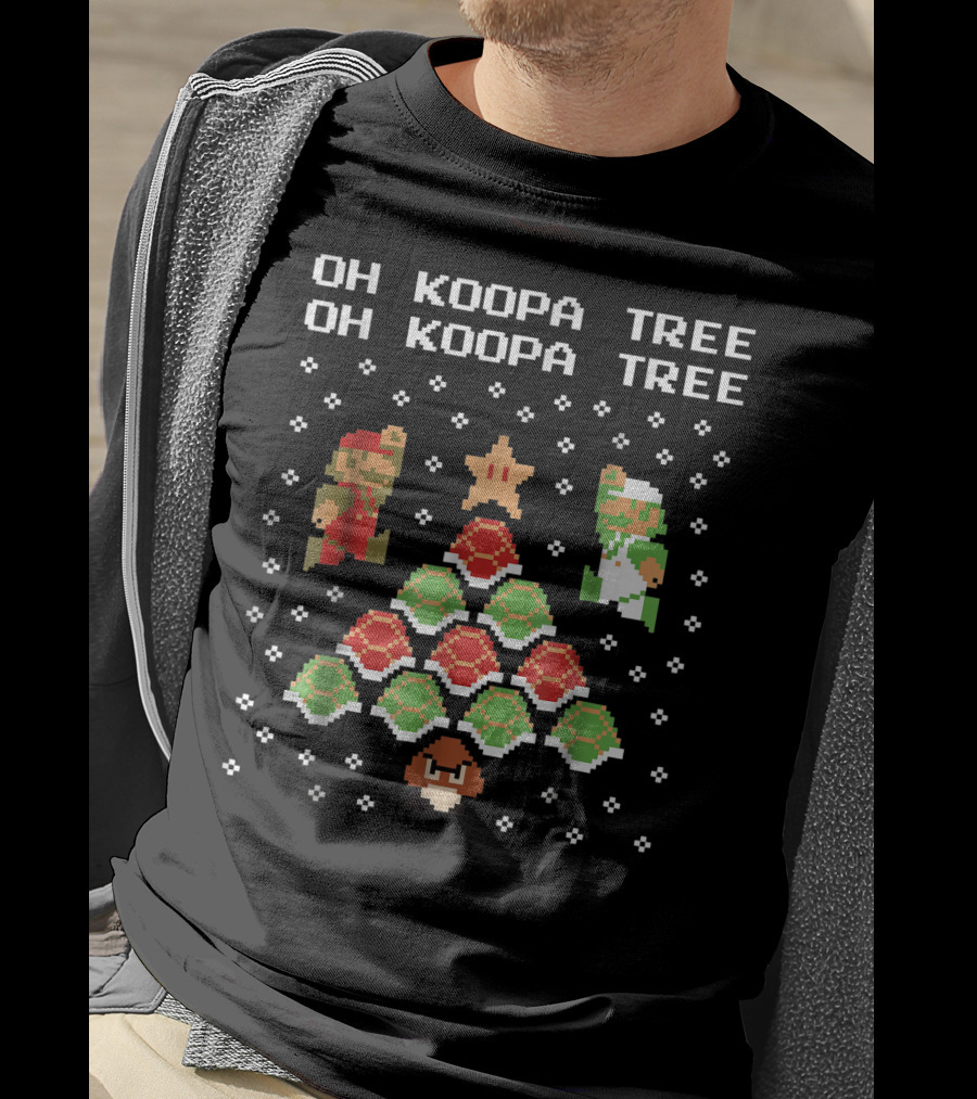 Oh Koopa Tree Mario Goomba Christmas Pixel T-Shirt