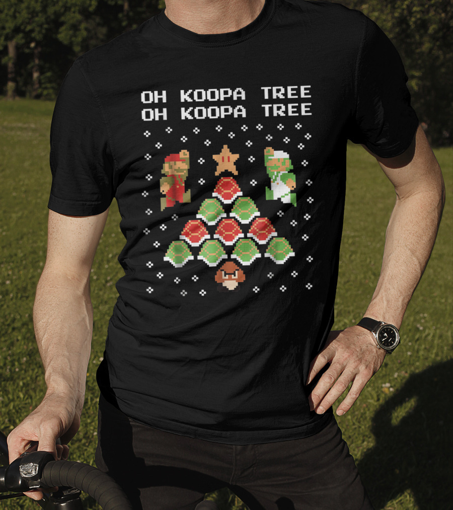 Oh Koopa Tree Mario Goomba Christmas Pixel T-Shirt