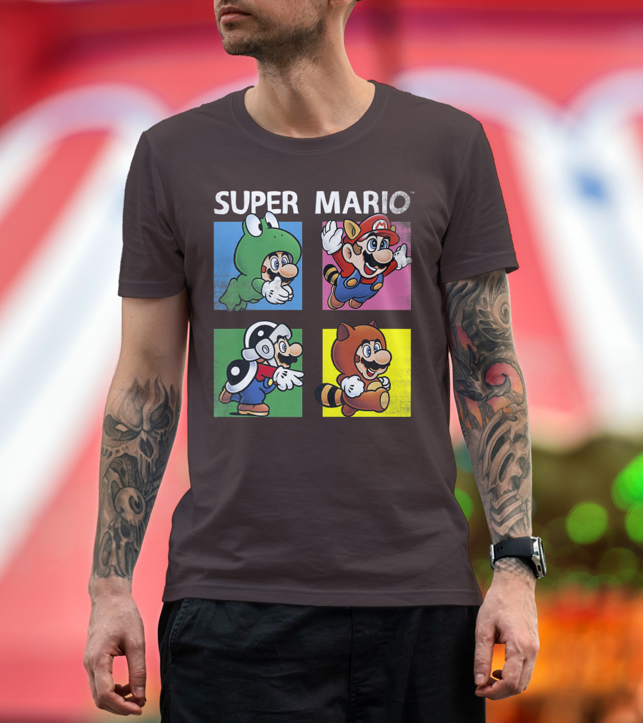 Super Mario Frog Tanooki Hammer Raccoon Costumes T-Shirt