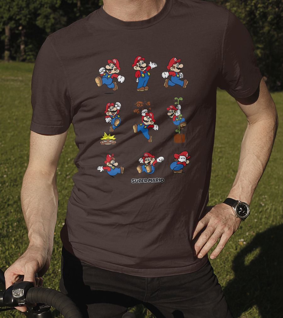 Super Mario All The Moves Funny Action Series T-Shirt