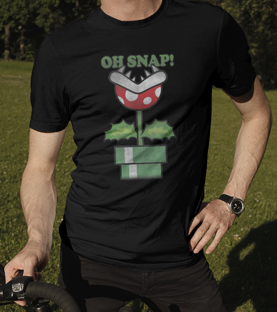 Oh Snap Piranha Plant Christmas Super Mario T-Shirt