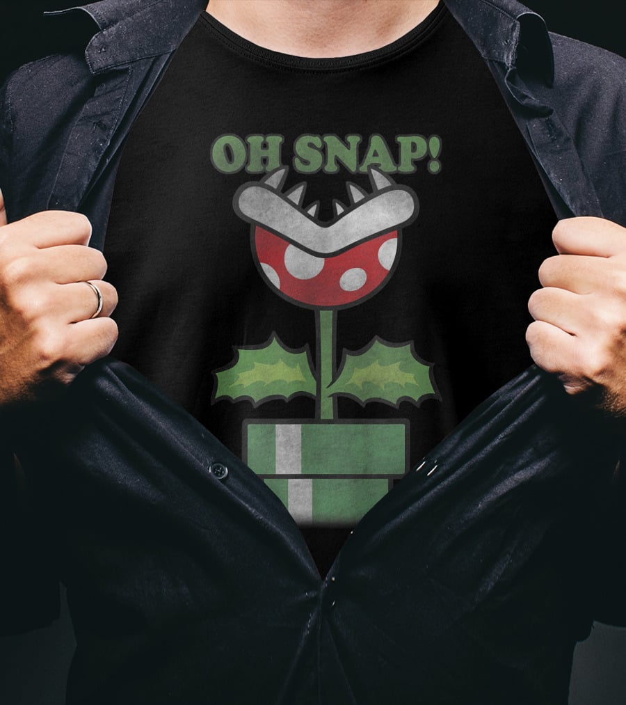 Oh Snap Piranha Plant Christmas Super Mario T-Shirt