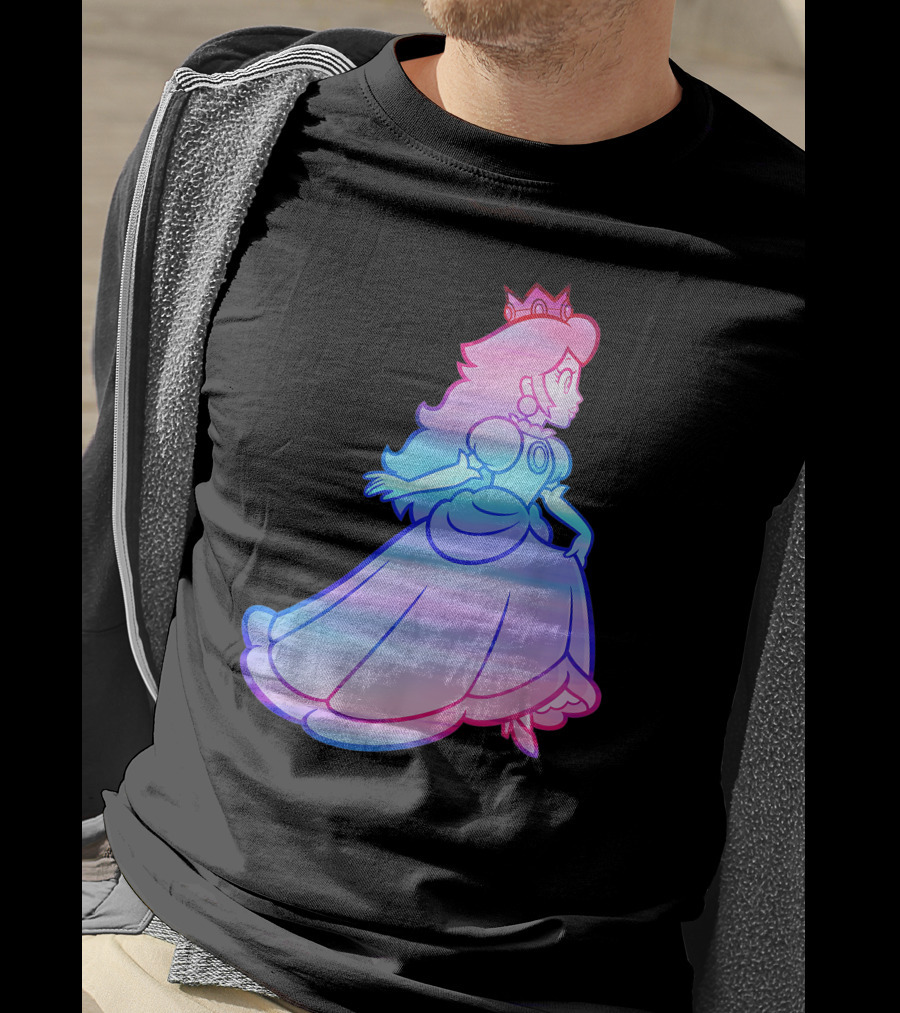 Super Mario Princess Peach Neon Gradient T-Shirt