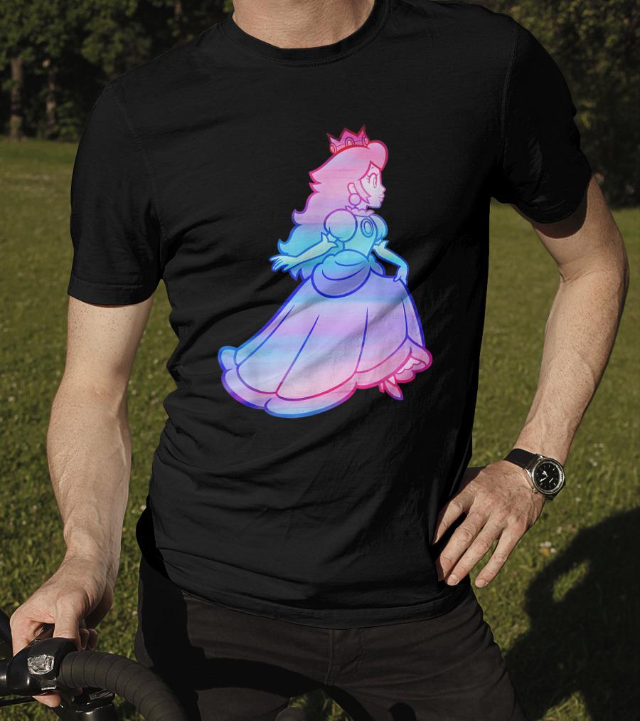 Super Mario Princess Peach Neon Gradient T-Shirt