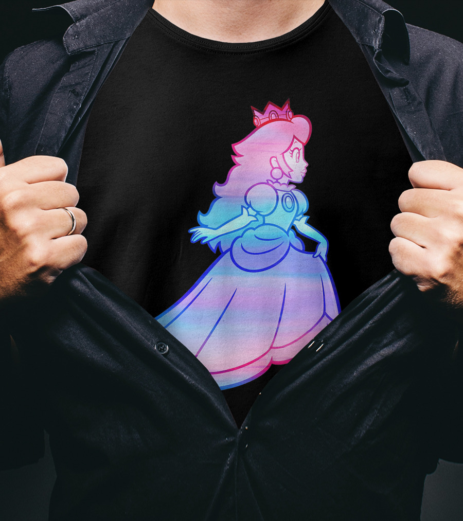 Super Mario Princess Peach Neon Gradient T-Shirt