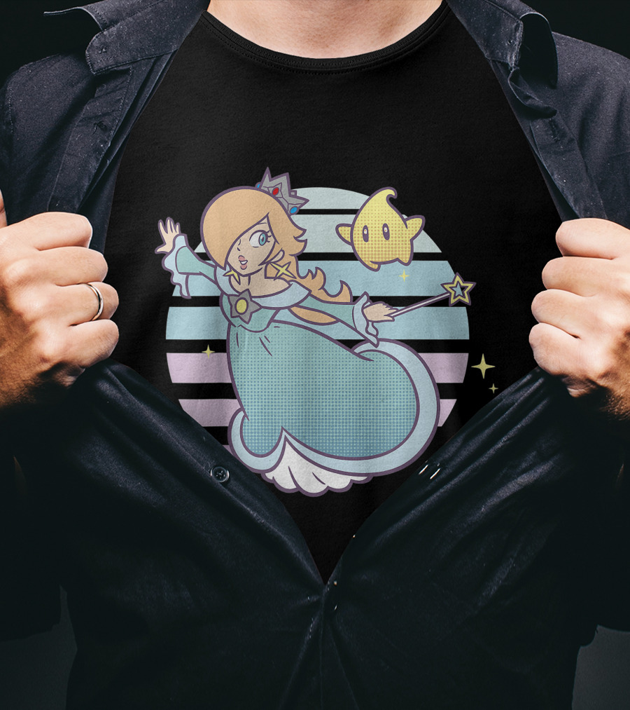 Super Mario Rosalina Luma Pastel Stripes Stars T-Shirt