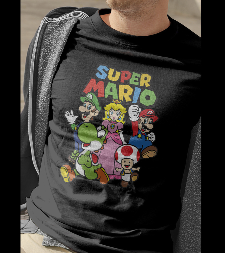 Super Mario Luigi Peach Yoshi Toad Heroes Group T-Shirt