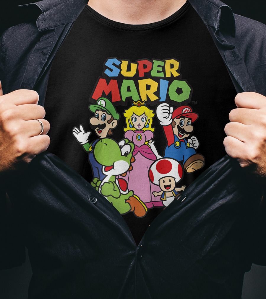 Super Mario Luigi Peach Yoshi Toad Heroes Group T-Shirt