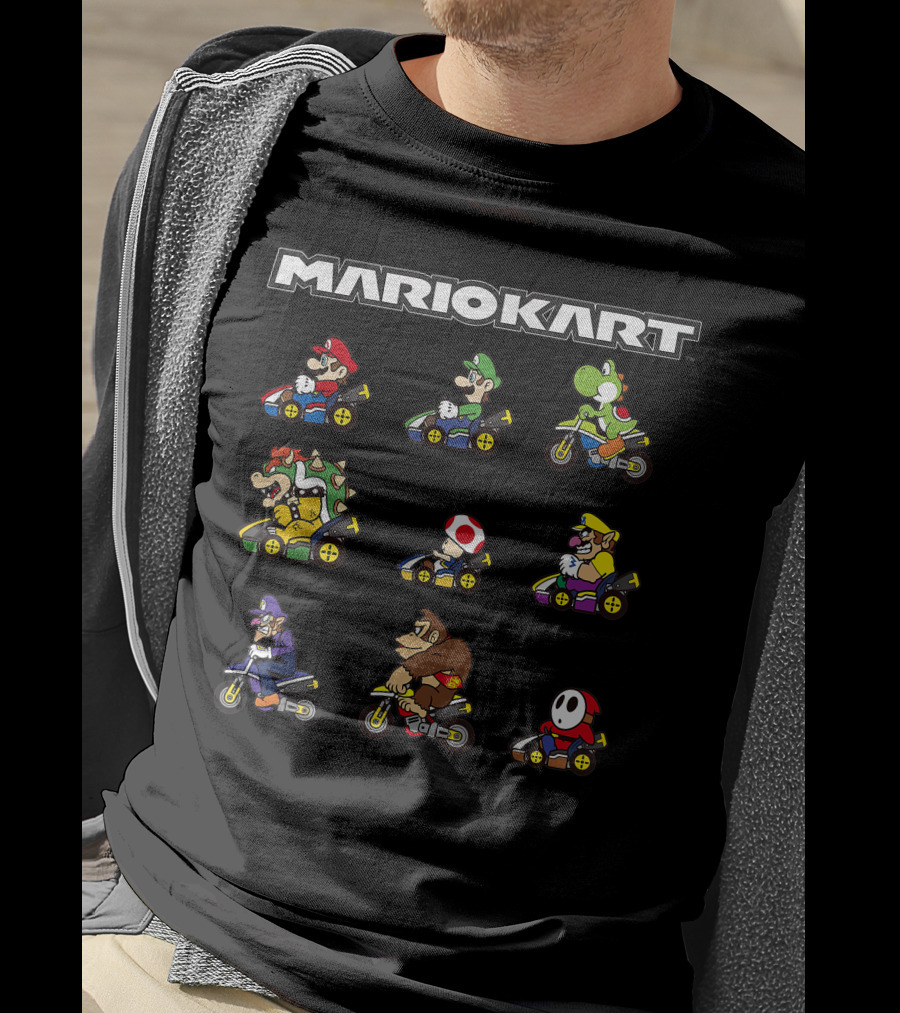 Mario Kart Characters On Bikes Grid T-Shirt