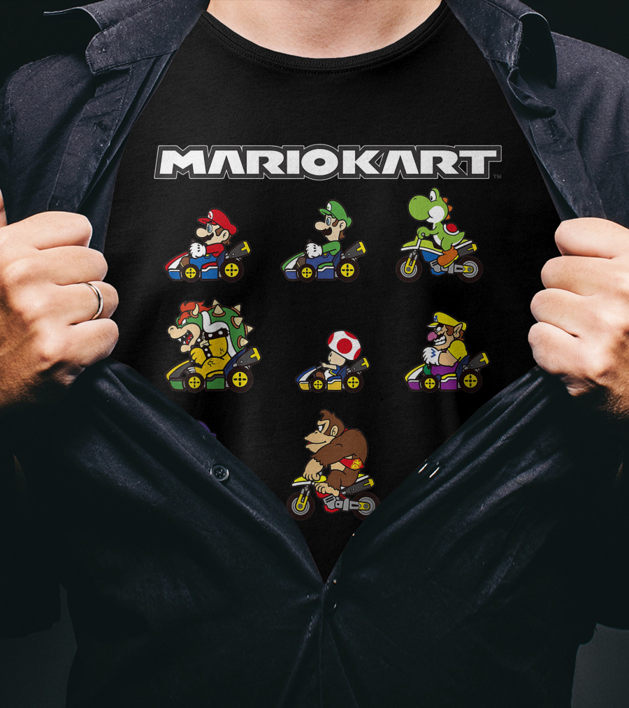 Mario Kart Characters On Bikes Grid T-Shirt