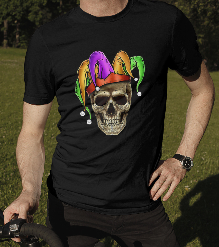 Mardi Gras Skull Jester Joker Louisiana Cajun T-Shirt
