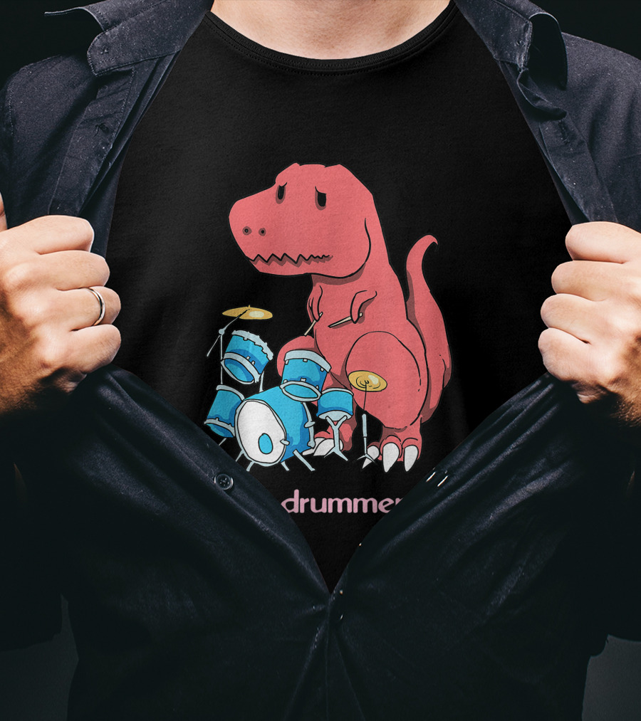 Worst Drummer Ever Dinosaur Rex Playing Drums T-Shirt