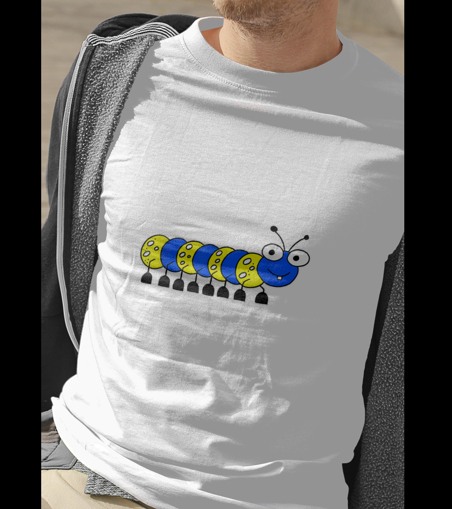 Studio Lotte Cute Blue And Yellow Funny Caterpillar Drawing T-Shirt