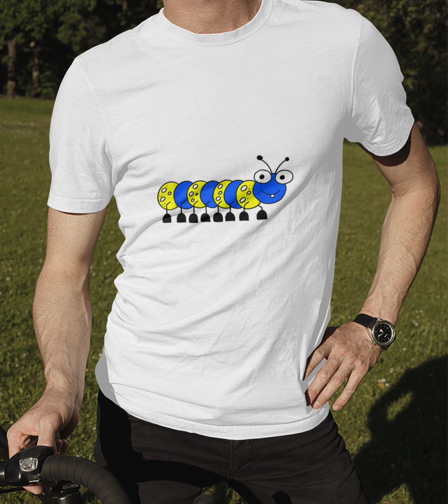 Studio Lotte Cute Blue And Yellow Funny Caterpillar Drawing T-Shirt
