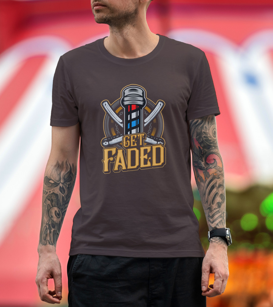 Get Faded Barber Pole Straight Razor T-Shirt