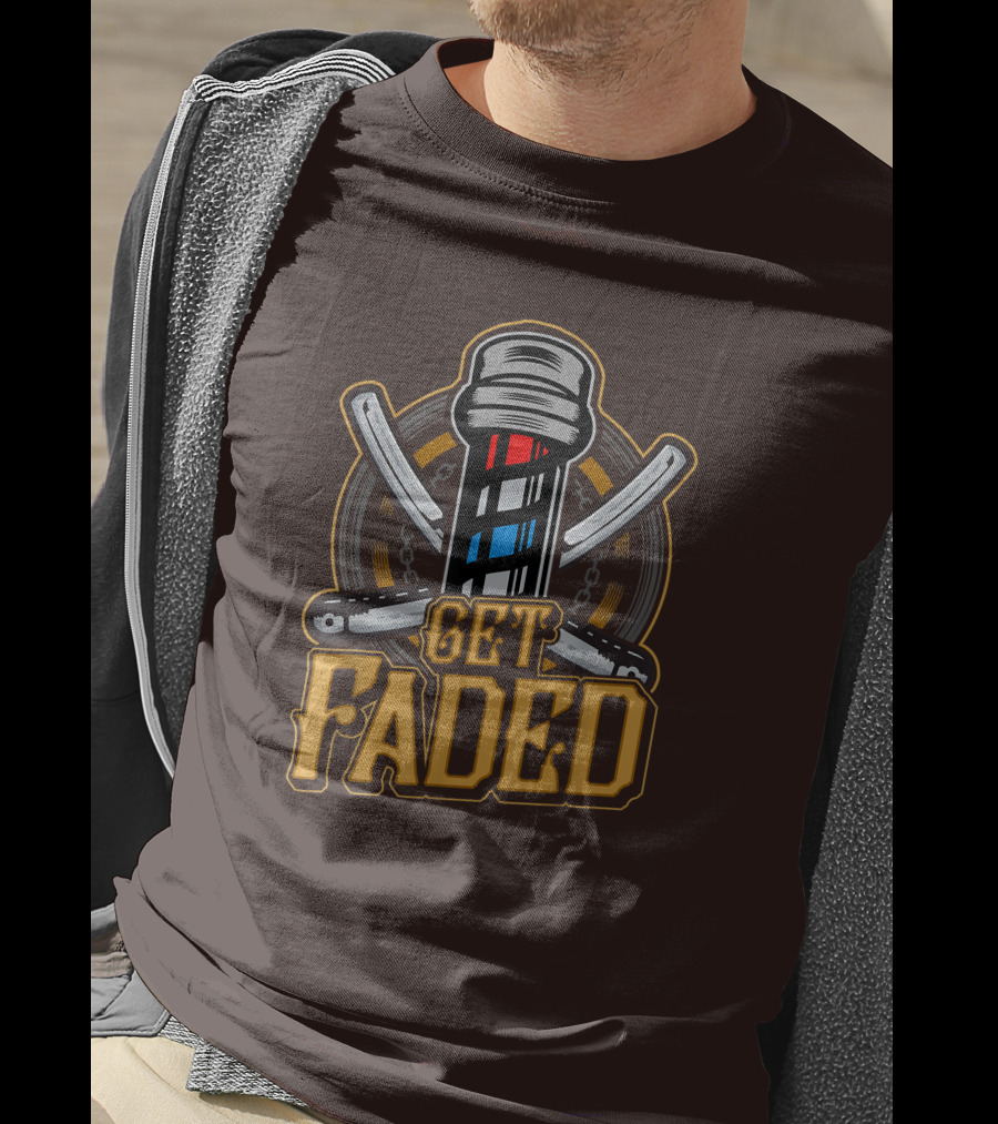 Get Faded Barber Pole Straight Razor T-Shirt