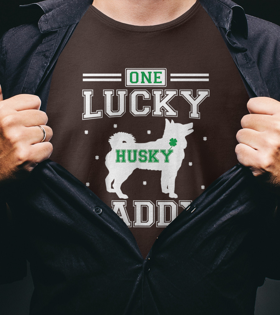 One Lucky Husky Daddy St Patricks Day T-Shirt