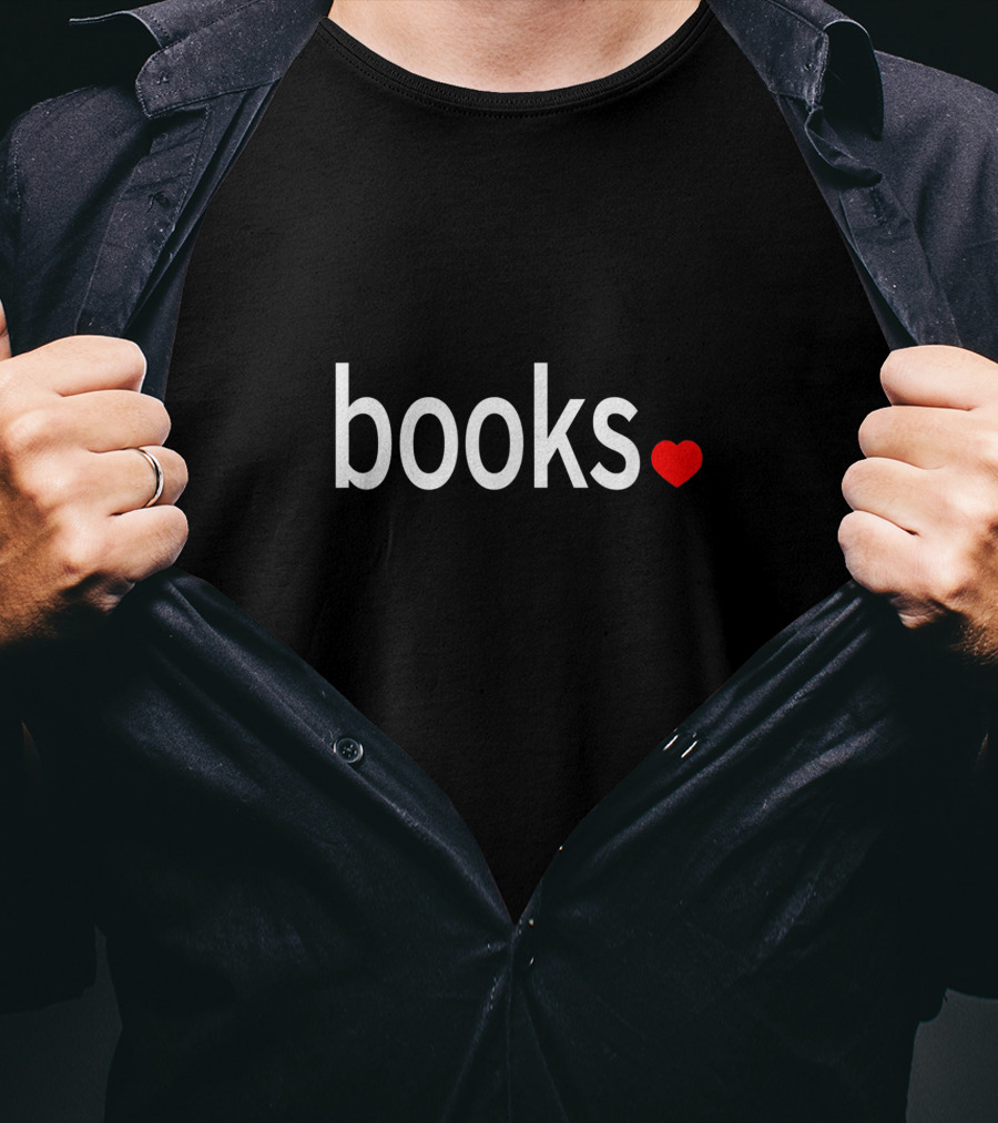 Books Love Minimalist Simple Heart T-Shirt
