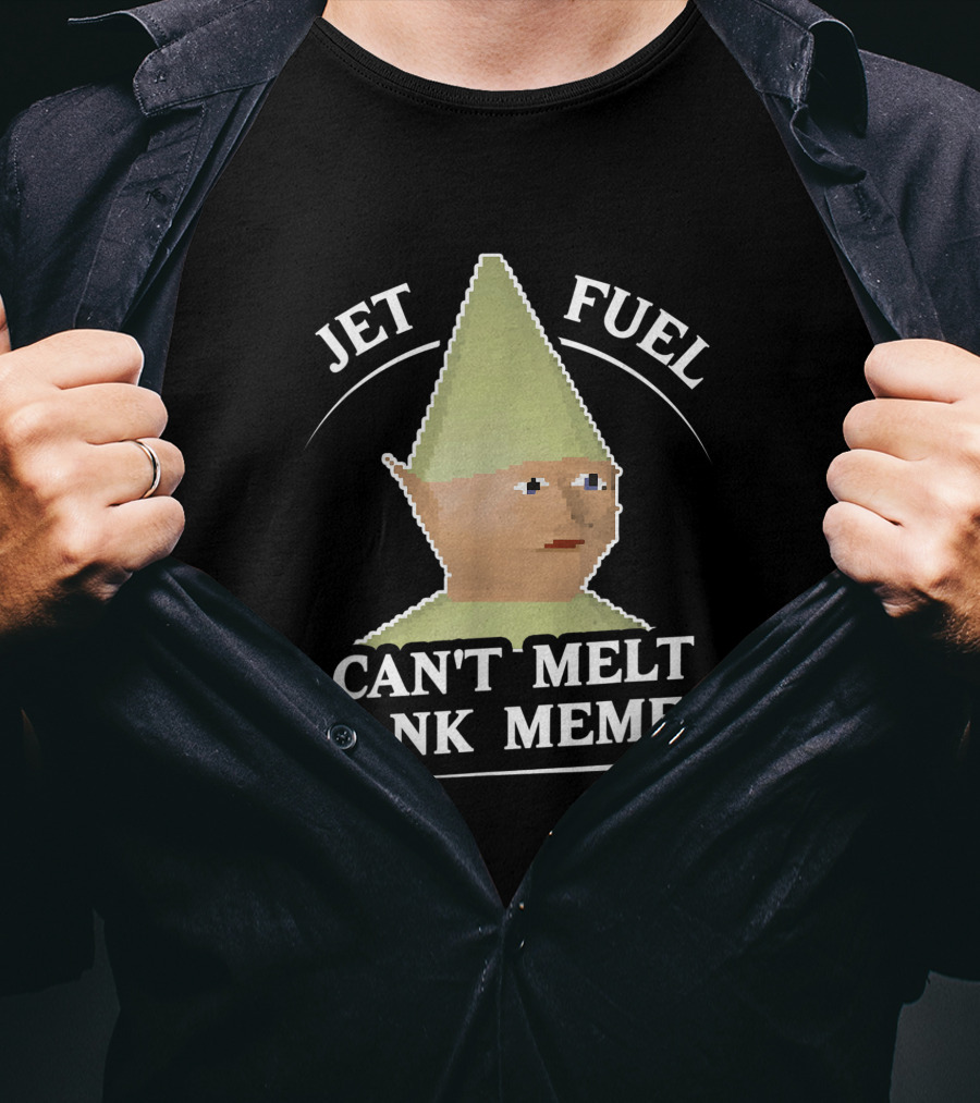 Jet Fuel Can't Melt Dank Memes Funny Pixel Art Gnome T-Shirt