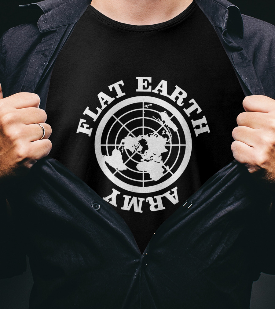 Flat Earth Army World Map T-Shirt