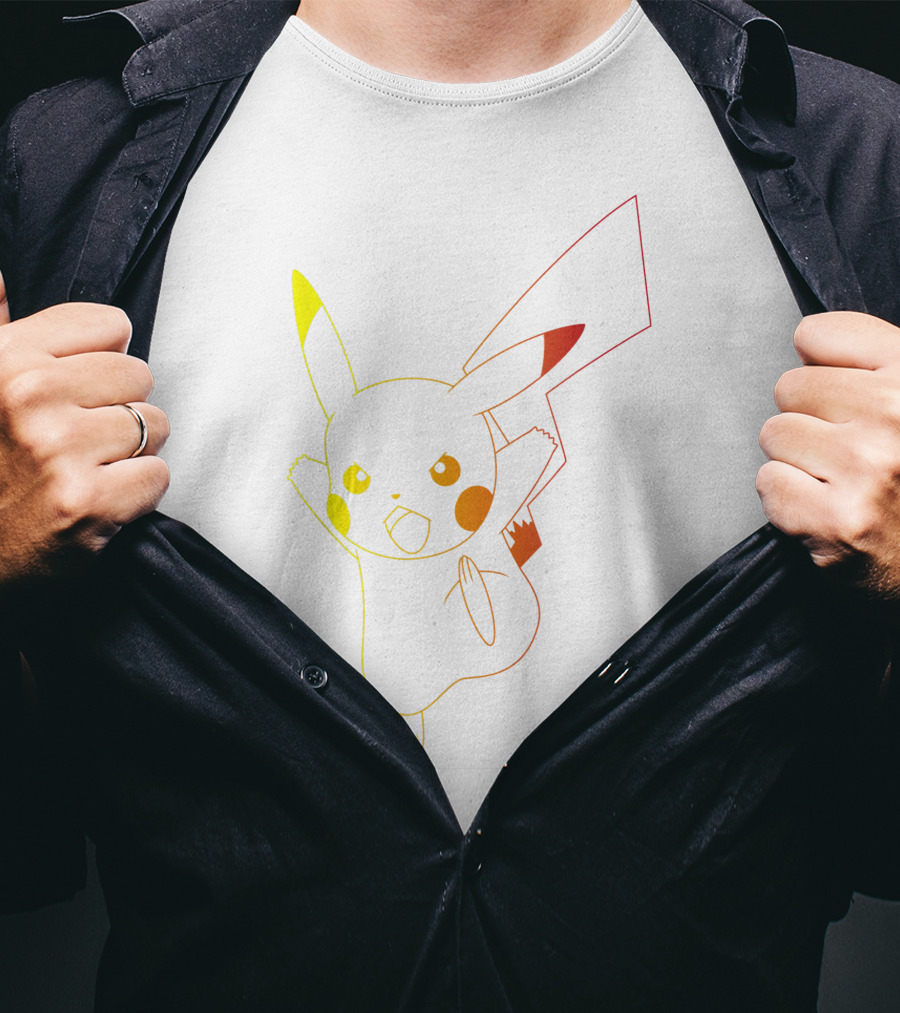 Pikachu Ombre Neon Silhouette Pokémon Jumping Animation T-Shirt