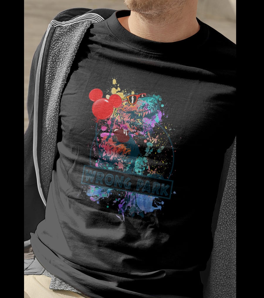 Wrong Park Dinosaur Rex With Balloon And Mouse Ears T-Shirt