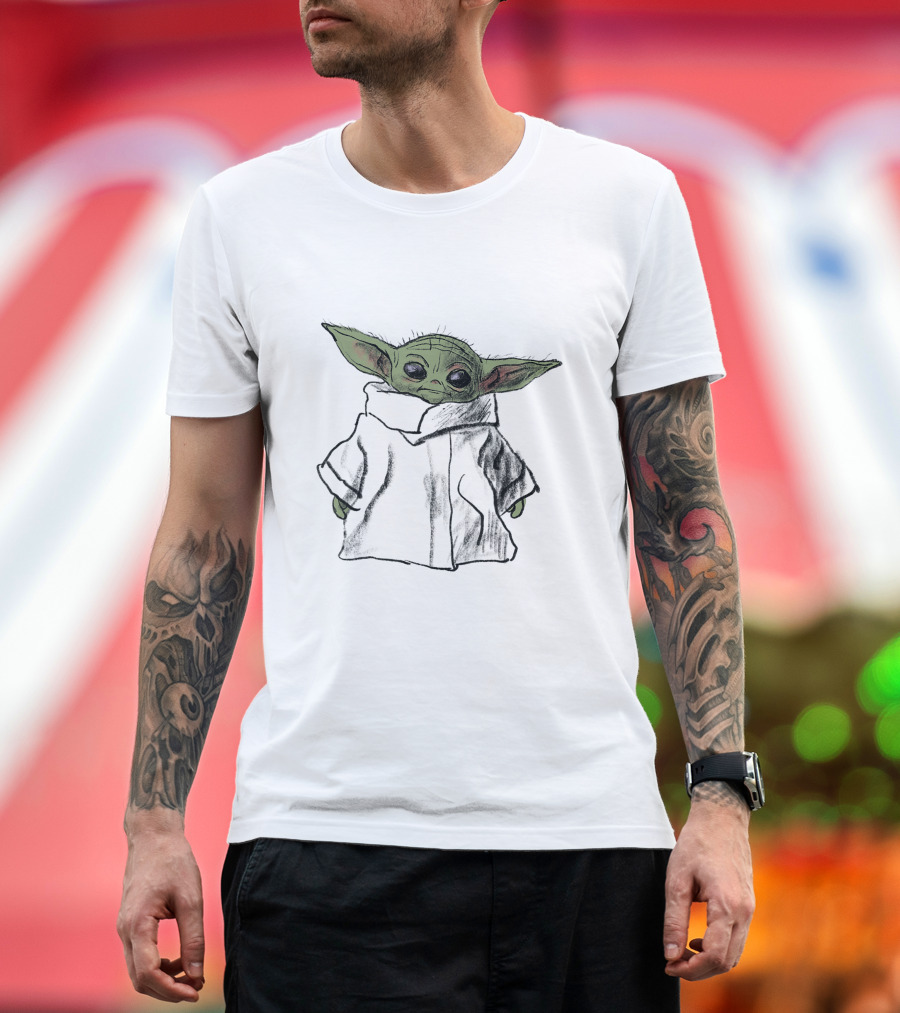 Star Wars The Mandalorian The Child Grogu In Cute Black Robe T-Shirt
