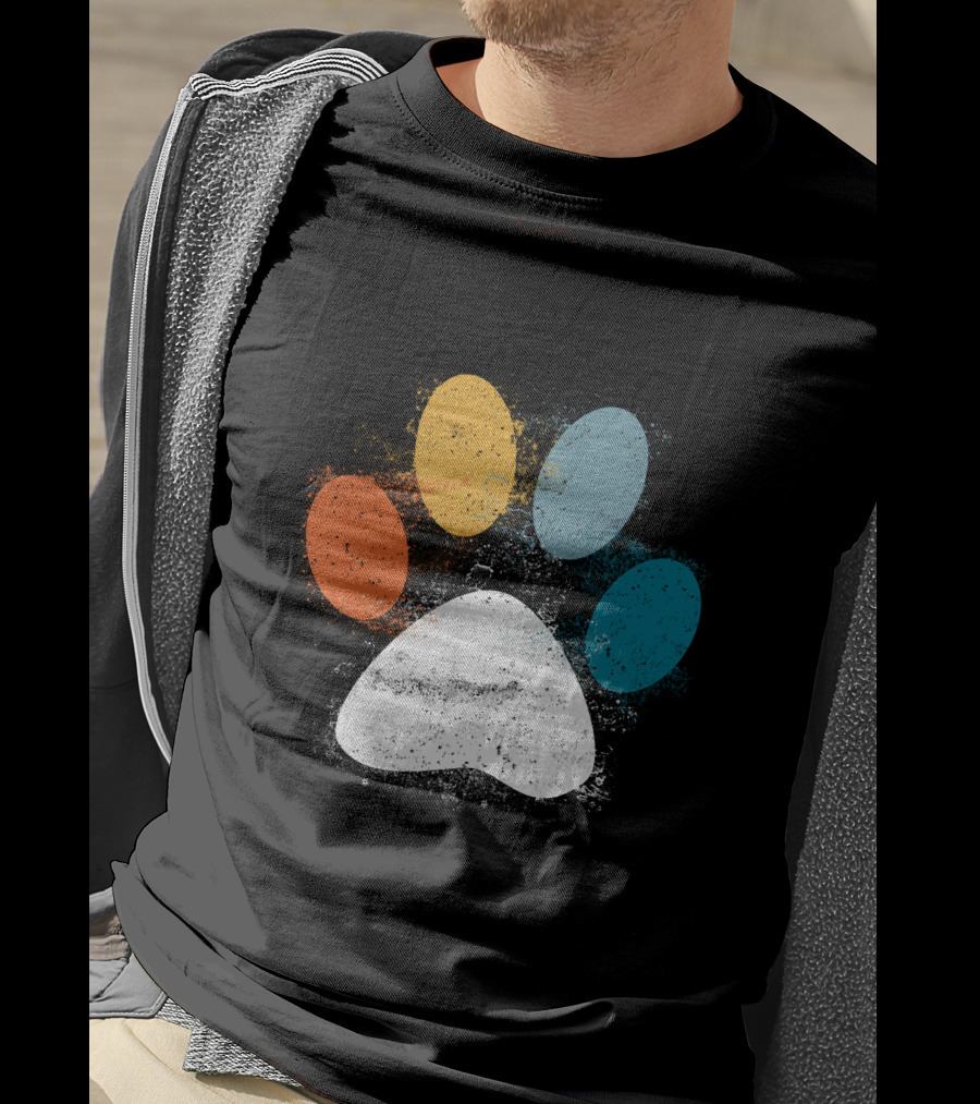 Vintage Colorful Dog Paw Print Puppy Love Pet Paw T-Shirt