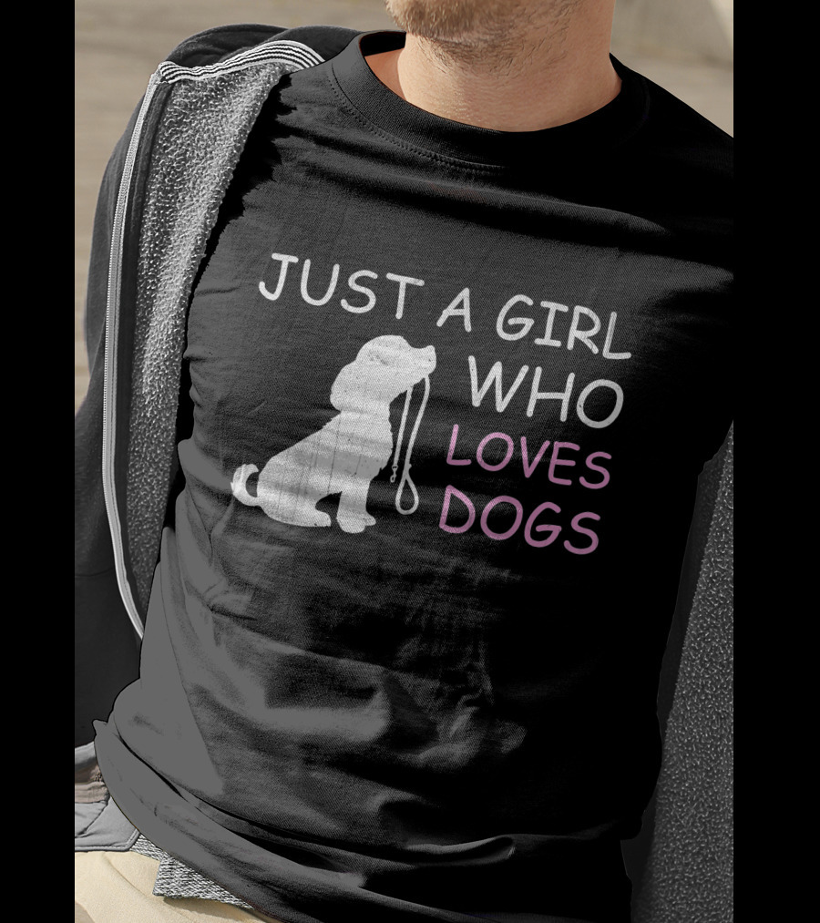 Just A Girl Who Loves Dogs With Leash T-Shirt