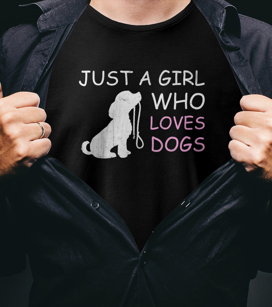 Just A Girl Who Loves Dogs With Leash T-Shirt