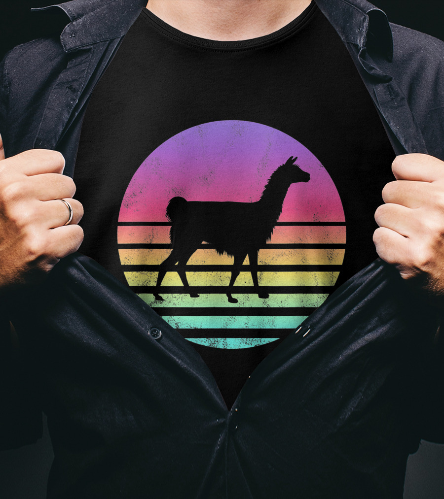 Classic Llama Retro Sunset T-Shirt