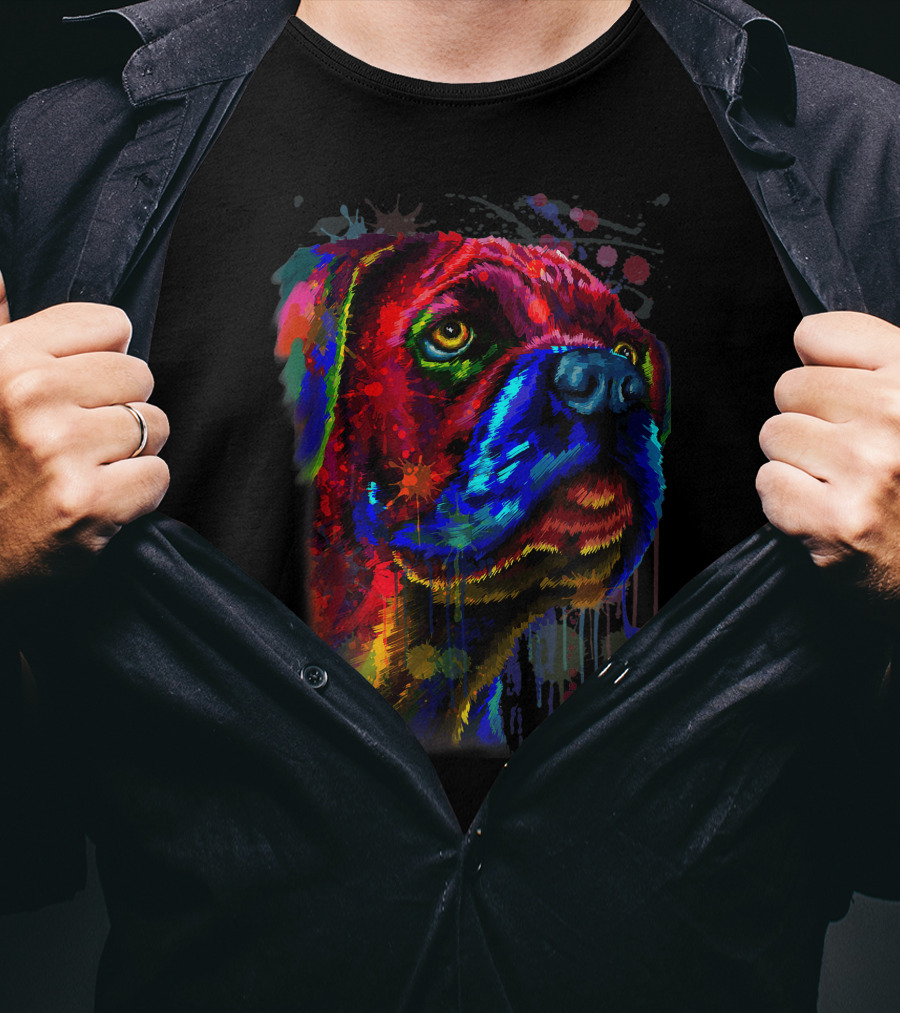 Cane Corso Watercolour Dog Face Art Multicolor Funny T-Shirt