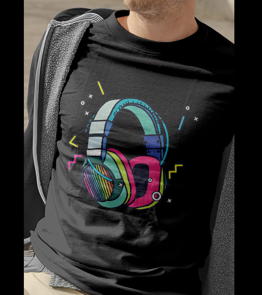 Music Sound Headphones Colorful DJ T-Shirt