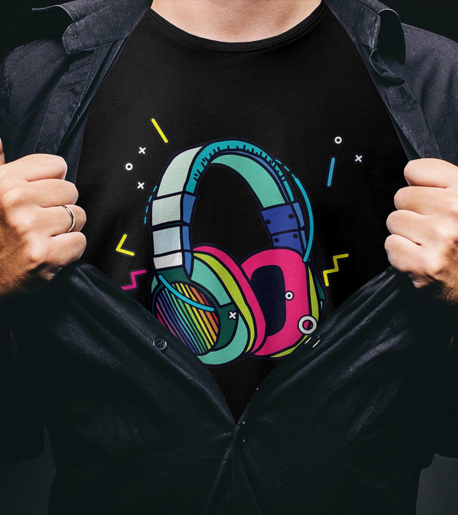 Music Sound Headphones Colorful DJ T-Shirt