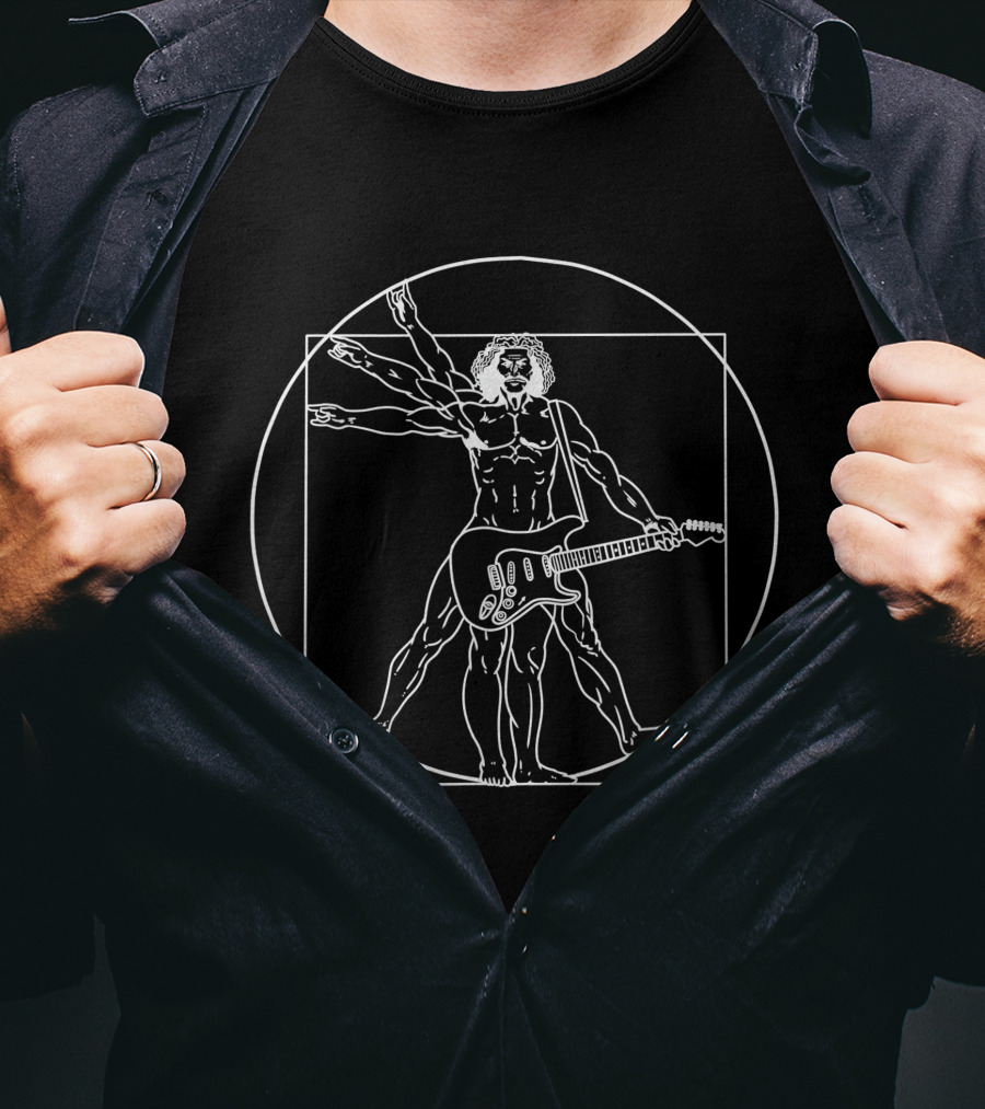Vitruvian Man Guitarist Da Vinci Music T-Shirt