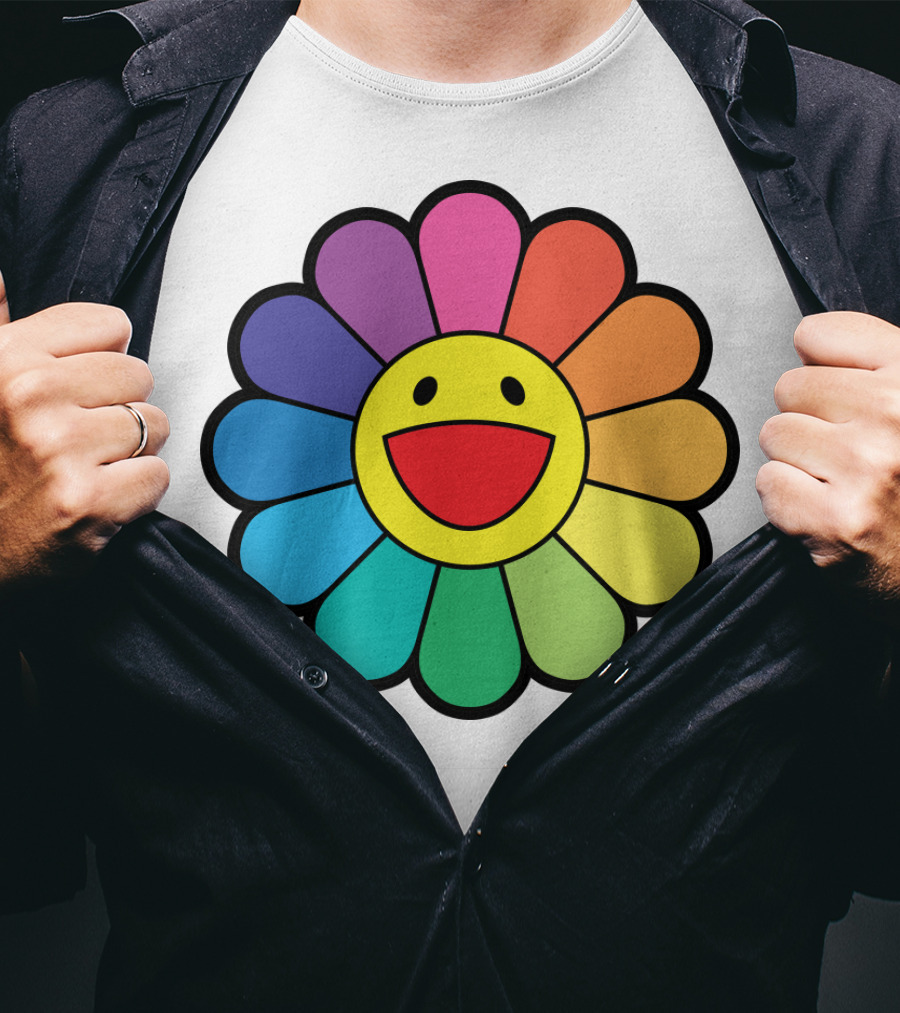 Takashi Murakami Smiling Flower Rainbow Colors T-Shirt